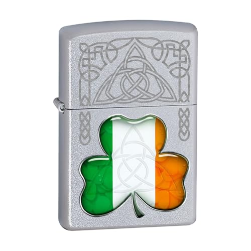 Zippo Windproof Irish Flag Shamrock Lighter - Silver von Zippo