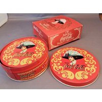 Vintage 1990S Coca-Cola-Old Fashioned Blech & Untersetzer Set-6 Untersetzer-Original Box von ZippoCollectorsClub