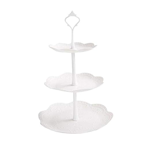 Etagère,Porzellan Etagere 3 Etagen Kuchenständer Kunststoff Wiederverwendet Cupcake Ständer Servierplatte Servierteller Display-Set Dessertständer für Patry Hochzeit Weiß von Ziranee