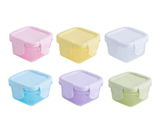 Kleine Vorratsbehälter,6 PCS Mini Vorratsbehälter Baby mit Deckel Babynahrung Frischhaltedosen Kinder Lebensmittelbehälter Entwöhnung Fütterung Gefriertöpfe Lebensmitteltöpfe 60ML von Ziranee