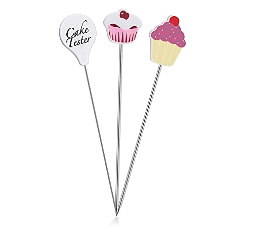 Kuchen Prüfer Nadeln,3 PCS Edelstahl Tester Nadeln Kuchenspieße Kuchenprüfnadeln Kuchenstift Nadelstangen für Cupcake Brot Muffin Backzubehör Küche Bäckerei Werkzeuge von Ziranee