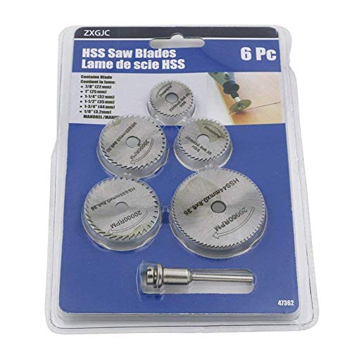 Trennscheiben für Rotary Werkzeuge Zubehör,6 PCS Metall Kreissägeblatt Sägeblatt Dremel Zubehoer Trennscheiben Kreissägestahlklingen für Dremel Bohrer Holz Glas Stein Dorn von Ziranee