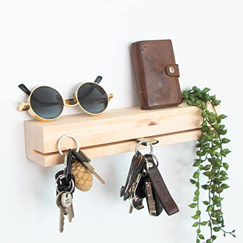 Zirbelino® Schlüsselboard Ablage aus Zirbenholz | Schlüsselablage mit Magnet | BHT ca. 30cm x 5cm x 5,5cm | Schlüsselleiste - Wandorganizer - Aufbewahrung - Schlüsselbrett von Zirbelino