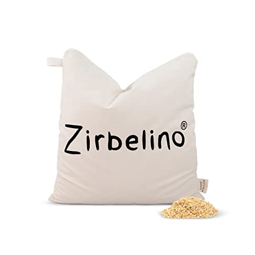 Zirbelino Zirbenkissen - 40x40cm - 100% Baumwolle - mit extrem harzreichen Zirbenspänen - Intensiv-Duft für Badezimmer, Kleiderschrank, Sauna von Zirbelino