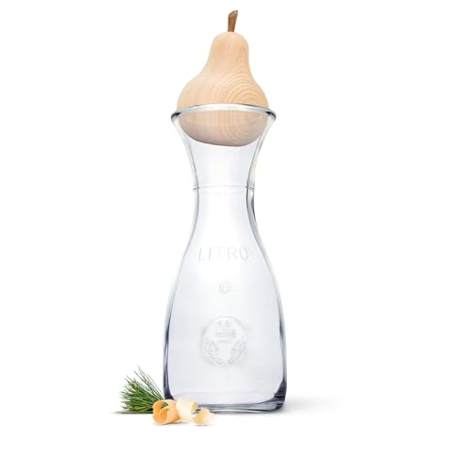 Zirbenbirne Set mit 1 Liter Misura Wasserkaraffe - luftgetrocknetes Zirbenholz von Zirbelino