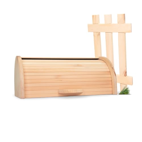 ZirbenBrotdose elegant mit Rollo - 2-teilig - Brotdose mit Ablagegitter - Maße: 450x280x200mm (LxBxH) von Zirbelino