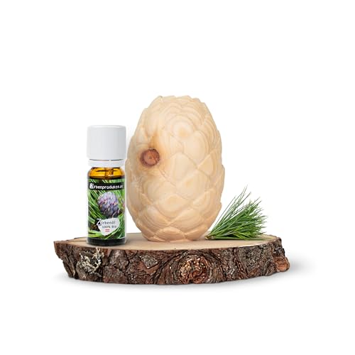 Zirbenduftzapfen mit 10ml Bio-Zirbenöl - luftgetrocknetes zirbenholz - mit natürlicher Baumrinde von Zirbelino