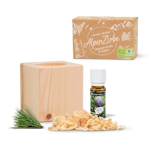 Zirbenwürfel Set mit 10ml Bio-Zirbenöl und 10g Zirbenspäne - luftgetrocknetes Zirbenholz Zirbenwürfel Set mit 10ml Bio-Zirbenöl und 10g Zirbenspäne - luftgetrocknetes Zirbenholz von Zirbelino