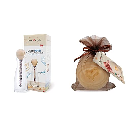 Zirben Familie - Kristallglaskaraffe mit natürlich duftender ZirbenKugel & Herz-Gravur (1 Liter, Beige) Zirben Familie - Kristallglaskaraffe mit natürlich duftender ZirbenKugel & Herz-Gravur (1 Liter, Beige) von Zirben Familie
