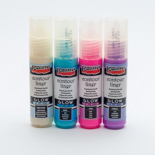 Zita's Creative Konturenfarben Set Glow in the dark 4x20ml - Winter, glow in the dark, Leuchtfarbe, Bastelfarbe, Acrylfarbe von Zita's Creative