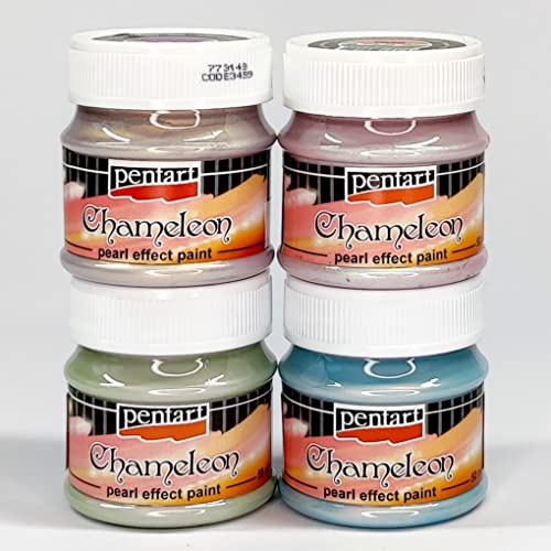Zita's Creative Acrylfarbe Chamäleon in Set 4x50ml - Set 2. Perlmuttfarbe, Bastelfarbe, Acrylfarbe von Majen
