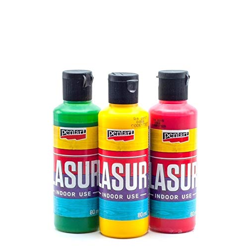 Zita's Creative Holzlasur für Innenbereich 3x80ml - Set 2. Lasurfarbe, Bastelfarbe von Zita's Creative