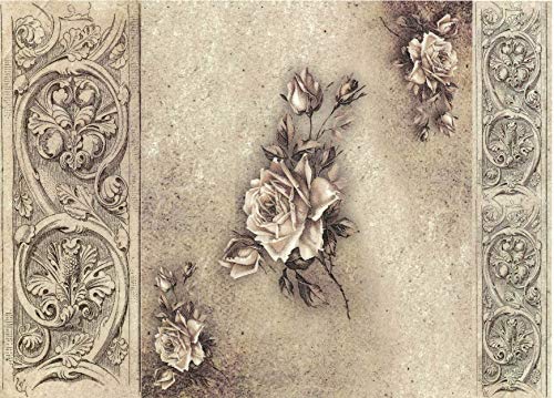 Zita`s Creative Reispapier A3 - Rose in beige. Motiv-Strohseide, Strohseidenpapier, Decoupage Papier von Zita`s Creative