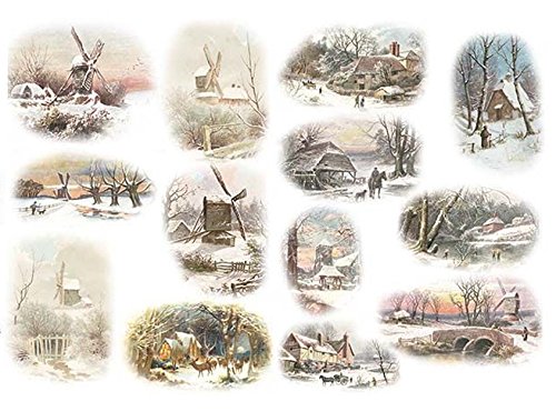 Zita's Creative Reispapier A4 - Winterlandschaft mit Mühle. Motiv-Strohseide, Strohseidenpapier, Decoupage Papier Zita's Creative Reispapier A4 - Winterlandschaft mit Mühle. Motiv-Strohseide, Strohseidenpapier, Decoupage Papier von Zita's Creative