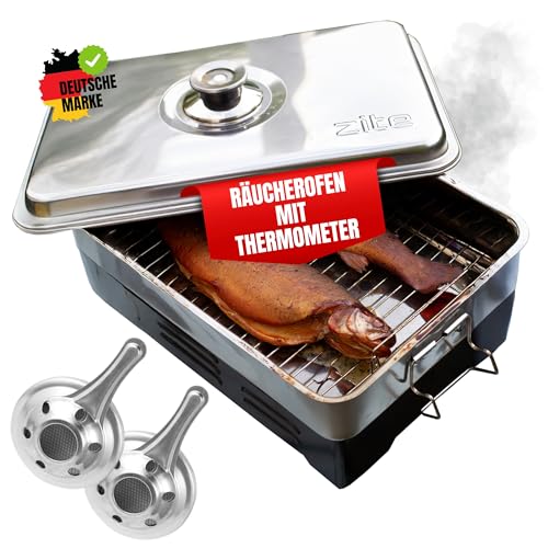 Zite Fishing Tisch-Räucherofen – [Smoker mit Thermometer] Fisch & Mehr Grillen und Räuchern, Tischräucherofen Räucherofen Edelstahl Fischräucherofen, Angelzubehör, Fisch-Räucherofen klein von Zite