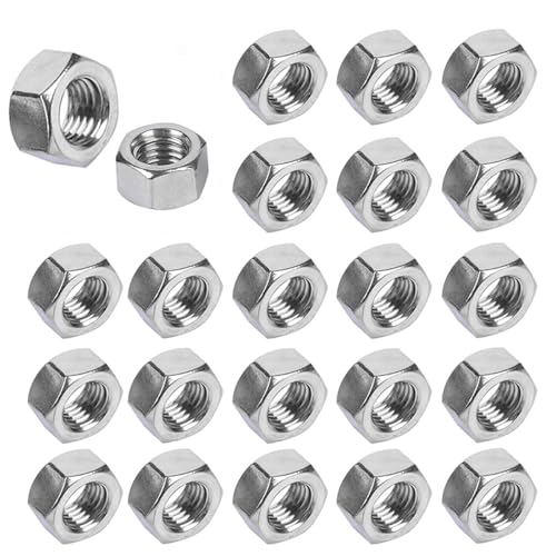 Zittop 25 Stück Sechskantmuttern M6 Edelstahl Muttern Vollgewinde Sechskantantrieb Sechskantmuttern M6-1.0mm von Zittop