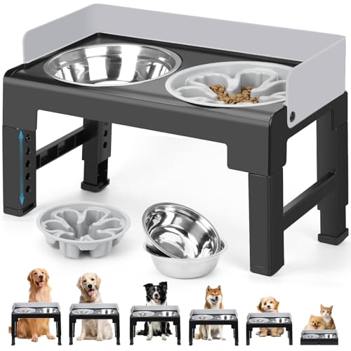 Zivacate Hundenapf erhöht, 6 Höhenverstellbar und neigbar, Futterstation, 2 Näpfe aus Edelstahl, 1 Napf zur Fressverlangsamung, Rutschfester, Futterstation Hund für Mittlere Große Hunde Zivacate Hundenapf erhöht, 6 Höhenverstellbar und neigbar, Futterstation, 2 Näpfe aus Edelstahl, 1 Napf zur Fressverlangsamung, Rutschfester, Futterstation Hund für Mittlere Große Hunde von Zivacate