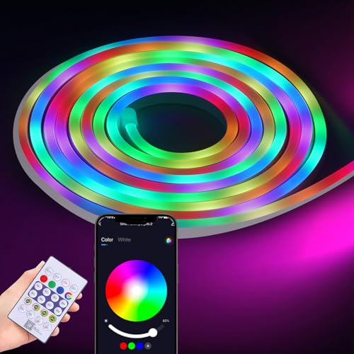 Zividodo 10M Neon LED Strip, Led Streifen with Application/Remote Control Control,Multiple Modes, LDE Lights Band für Schlafzimmer Wohnzimmer Wanddekoration von Zividodo