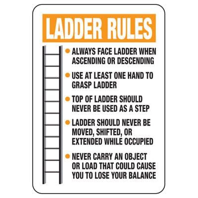 Metall-Blechschild "Ladder Rules Construction Safety & Compliance" – OSHA & ANSI konformes Gerüst-, Minen- und Baustellen-Metall-Blechschild – 20,3 x 30,5 cm von Ziwarsich