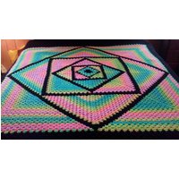 Hand Gehäkelte Oma Quadrat Königin Decke Pastell Kaleidoskop Design von ZixisCrochetFromOZ