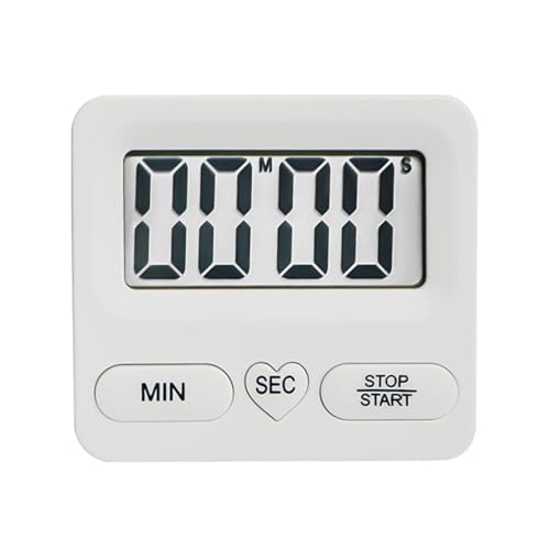 Küchentimer mit großem LCD-Display, digitaler Küchentimer zum Kochen, magnetische Stoppuhr, Timer mit lautem Wecker, Eieruhr (Weiß) von Ziyan