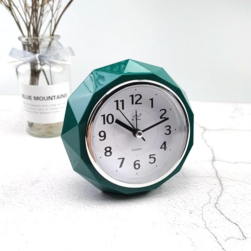 Ziyan Kreative Diamant-Form Wecker Kleine Stumme Wecker Nachttisch Elektronische Runde Nummer Doppel Bell Schreibtisch Tisch Decor Uhr (Dunkelgrün) von Ziyan
