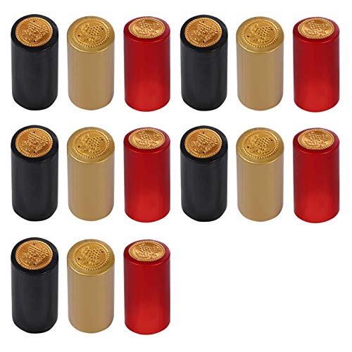 Ziyero 150 STK PVC Schrumpfkapseln Weinflaschen Kapseln Schrumpfverschlüsse Flaschenkapseln Dauerhaft Sicher Ungiftig, Für Familien, Weinkeller, Restaurants, Partys Usw—Schwarz, Weinrot, Gold, 30 mm von Ziyero