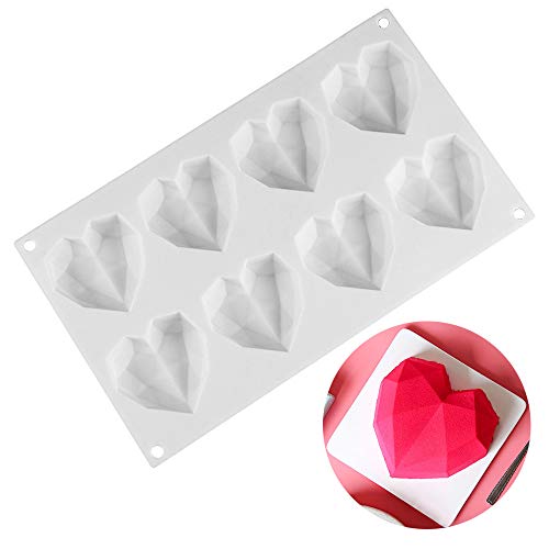Ziyero 3D Diamant Herzform Kuchenform DIY Weihnachten Dekoration Seifenformen Verzierung Küchenhelfer Langlebig Sicher, für Weihnachten, Verzieren Kuchen, Süßigkeiten, Schokolade, Eiswürfel Usw—Weiß von Ziyero