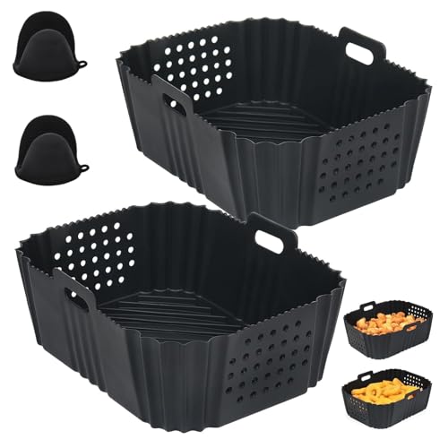 Ziyero Heißluftfritteuse Zubehör für Ninja Double Stack XL Heißluftfritteuse SL400EU, 2 Stück Airfryer Silikonform für Ninja SL400EU 9.5L, Air Fryer Silikon Einsatz, Heißluftfritteuse Backform von Ziyero
