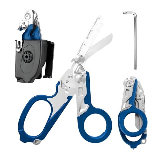 Ziyero Trauma Schere Multitool Rettungsschere mit 6 Praktischen Funktionen Faltbare Scherenzange aus Edelstahl-Ideal für Professionellen Einsatz Im Rettungsdienst Oder Alltägliche Aufgaben - Blau von Ziyero