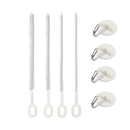 4 Stück Strohhalm Reinigungsbürsten und 4 Haken Wiederverwendbare weiß Strohhalm Bürste (6mm 8mm 10mm 12mm) Nylondrahtborsten Flaschenbürste für Strohhalm Wasserbecher Teekannen von Ziyonix