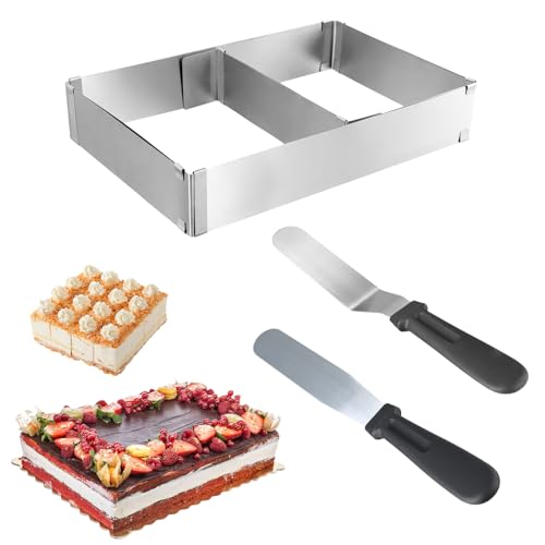Backrahmen Rechteckig Verstellbar Tortenring Eckig Backrahmen Eckiger Backblech Ausziehbar mit Teiler, Spatel für Backblech, Edelstahl backrahmen eckig für Kuchen Torten Pizza Backen Party Dekorieren Backrahmen Rechteckig Verstellbar Tortenring Eckig Backrahmen Eckiger Backblech Ausziehbar mit Teiler, Spatel für Backblech, Edelstahl backrahmen eckig für Kuchen Torten Pizza Backen Party Dekorieren von Ziyonix