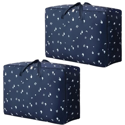 Ziyonix 2 Stück Aufbewahrungstasche Groß 105L Aufbewahrung Bettzeug Tasche Faltbare Kleideraufbewahrung Taschen Wasserdicht Umzugstaschen mit Reißverschluss für Bettdecken Kissen und Kleidung von Ziyonix