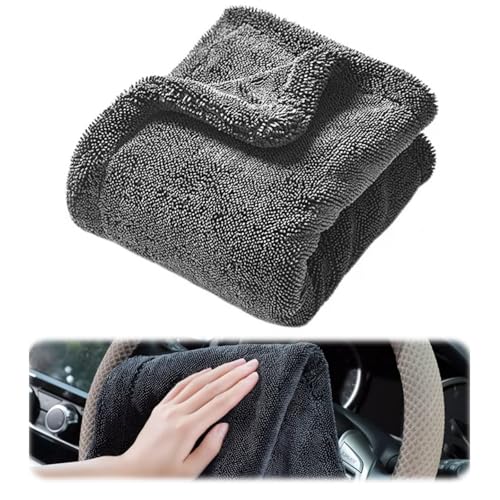 Ziyonix Auto Trockentuch, Mikrofaser Handtuch Auto Doppelseitige Verdickung, Super saugfähig trockentücher Keine Lackschäden Hinterlasse Keine Spuren, Grau (50 * 80cm) von Ziyonix