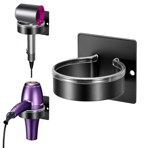 Ziyonix Föhnhalter Wand Ohne Bohren Schwarz Föhn Halterung Föhn Aufbewahrung Fönhalterung Wandhalterung Haartrockner Halterung Selbstklebend Haartrocknerhalter für Bad Barbershop Hotel von Ziyonix