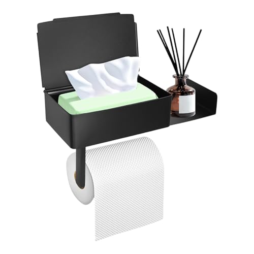 Ziyonix Toilettenpapierhalter Ohne Bohren, Edelstahl Toilettenpapierhalter mit Feuchttücherbox Edelstahl Anti-Fingerabdruck Selbstklebend Klopapierhalter mit Ablage für Badezimmer Matt von Ziyonix