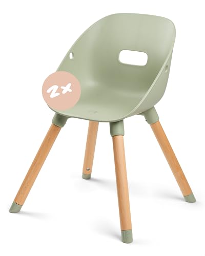 Ziza Spielstühle 2er-Set Olive - Kinderstühle ab 1 Jahr mit Holzbeinen ideal für Spieltische zum Spielen, Malen & Basteln, Stabil & robust, Aus nachhaltigen Materialien von Ziza