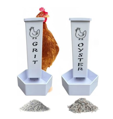 Futterspender für Hühner-Austernschalen und Kies, 2 Stück, hängende Kunststoff-Geflügel-Futtertrog, Hühnerstall-Zubehör, kein Abfall, präzise Ernährung von Zjyufy