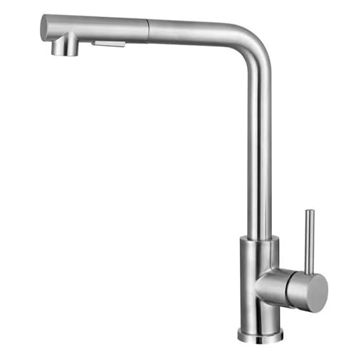 Wasserhahn Küche Ausziehbar, 360° Drehbare Küchenarmatur mit Brause, Hochdruck Armatur Zwei Wasserstrahlarten, Spültischarmatur Edelstahl Gebürstet, Einhebel Mischbatterie Küche (Silber) von Zjyufy