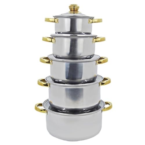 Zjyufy Edelstahl Topfset 5-teilig Küche Kochset Kochtöpfe mit Deckel Induktionsgeeignet von Zjyufy