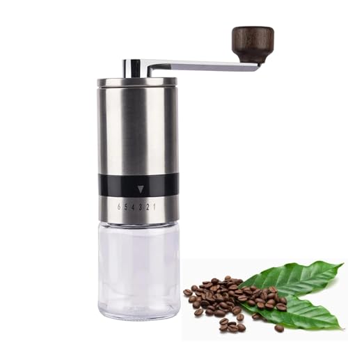 Zjyufy Manuelle Kaffeemühle mit 6 einstellbaren Grobheitseinstellungen, konischer Frässtift aus Edelstahl, Handkaffeemühle, tragbare Mühle für Büro oder Reisen von Zjyufy