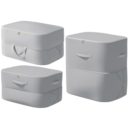 Zjyufy Platzsparender Komprimierender Organizer 3 Stück Platz Sparender Selbstkomprimierender Organizer, Selbstkomprimierender Aufbewahrungstasche für Bettdecken Kleidung Decken (Grau) von Zjyufy