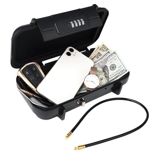 Zjyufy Tragbarer Safe Box, wasserdichter Zahlenschlosskasten mit Code, Diebstahlschutz, Strandtresor, Sicherheitskoffer für drinnen und draußen, Strand, Autos, Büro, Urlaub von Zjyufy
