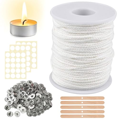 61 M Kerzendocht, Kerzendochte für Kerzen mit 100 Stück Kerzendocht Halter und 60stk Metallbasis Aufkleber, Geruchlos Dochte für Kerzen, Kerzen Docht Set für DIY Kerzenherstellung Weihnachten 61 M Kerzendocht, Kerzendochte für Kerzen mit 100 Stück Kerzendocht Halter und 60stk Metallbasis Aufkleber, Geruchlos Dochte für Kerzen, Kerzen Docht Set für DIY Kerzenherstellung Weihnachten von Zkaoai