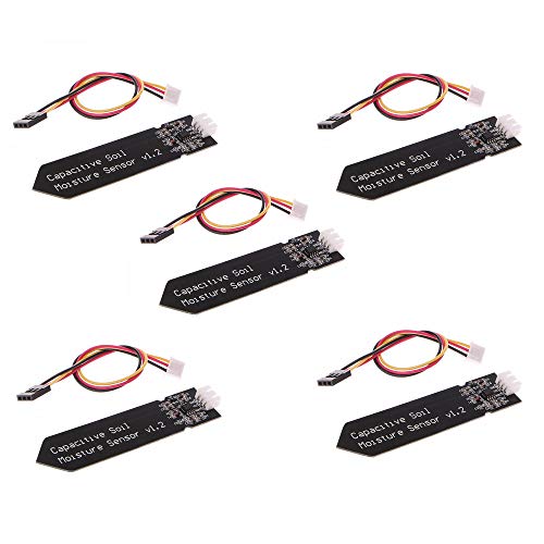 ZkeeShop 5Pcs Capacitive Soil Moisture Sensor with Cable Wire Compatible for Arduino Moisture Detection Corrosion Resistant von ZkeeShop