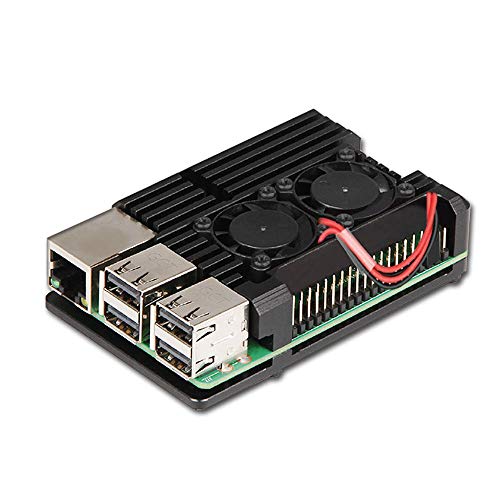 ZkeeShop Aluminium Gehäuse mit Dual-Lüfter Kühlkörper Compatible for Raspberry Pi 3 Model B，Pi 3 B+，Pi 2 Model B (Raspberry Pi Board nicht enthalten) (With dual fan) von ZkeeShop