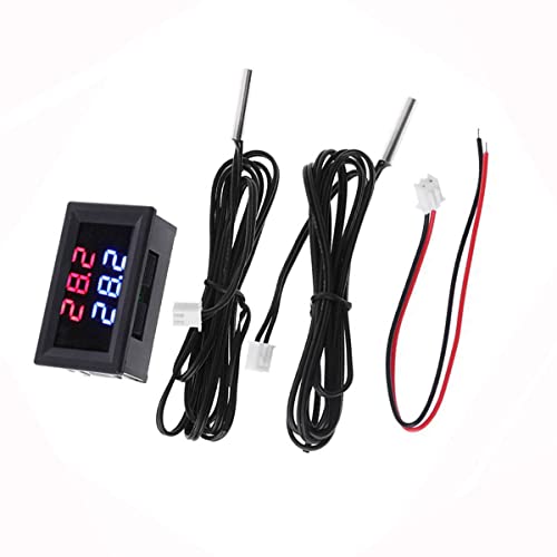 ZkeeShop Digital Thermometer Temperaturfühler Mini DC 4-28V Temperature Gauge Sensor Dual Display with 2 NTC Waterproof Probes ZkeeShop Digital Thermometer Temperaturfühler Mini DC 4-28V Temperature Gauge Sensor Dual Display with 2 NTC Waterproof Probes von ZkeeShop