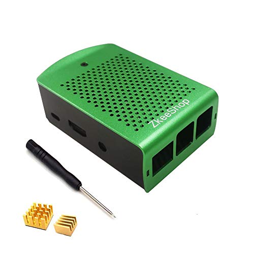 ZkeeShop Gehäuse Aluminium mit Kühlkörper Compatible for Raspberry Pi 3 Model B，Pi 3 B+，Pi 2 Model B (Grün) von ZkeeShop