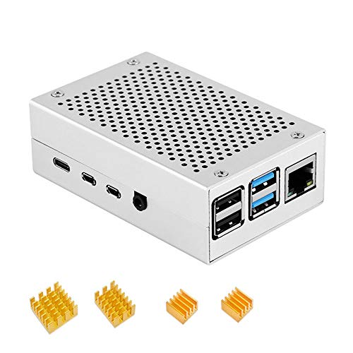 ZkeeShop Gehäuse Aluminium mit Kühlkörper Compatible for Raspberry Pi 4 (Raspberry Pi Board Nicht enthalten) (Silber) von ZkeeShop