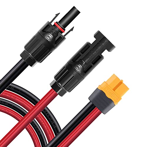 ZkeeShop Solarladekabel Solarstecker auf XT60 Adapter Stecker Solarpanel Verlängerungskabel 12AWG Kabel Kompatibel für Ecoflow DELTA River 2 Max Pro Mini Bluetti Solargenerator Powerstation 1.5M von ZkeeShop
